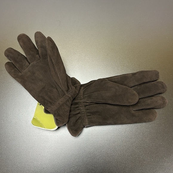 Vtg Brown Leather Suede Gloves Size L Adjustable Thinsulate Insulation 40 Gram - Picture 3 of 7